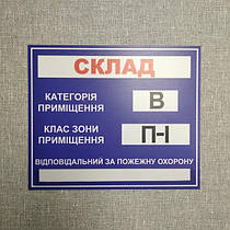 Табличка відповідає за пожежну охорону на складі