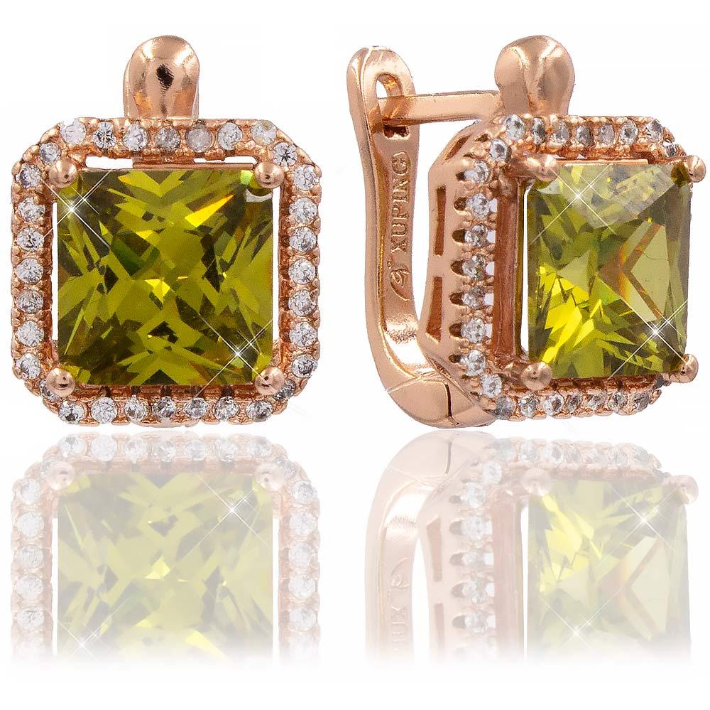Сережки Xuping 1,5*1,1 см лайм (Медичне золото) 524681(2)
