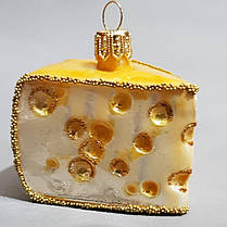 Набір Irena скляні іграшки на ялинку мишки на сирі ручна робота, фото 3