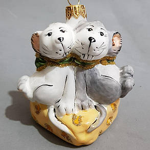 Набір Irena скляні іграшки на ялинку мишки на сирі ручна робота, фото 1