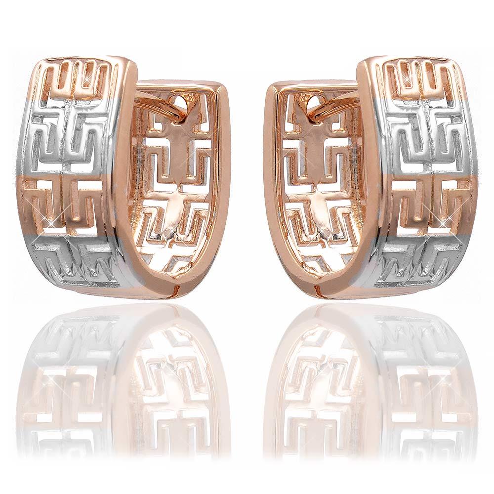 Сережки Xuping 1,5*0,9 см 2 кольори (Медичне золото+родій) 724162/2
