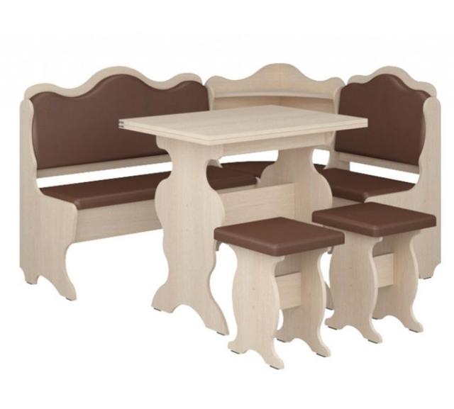 Кухонный уголок Корнет ДСП дуб молочный+винил коричневый Кухонный уголок Корнет ДСП дуб молочный+винил коричневый