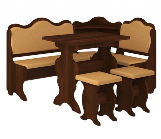 Кухонный уголок Корнет ДСП орех+винил кофе Кухонный уголок Корнет ДСП орех+винил кофе