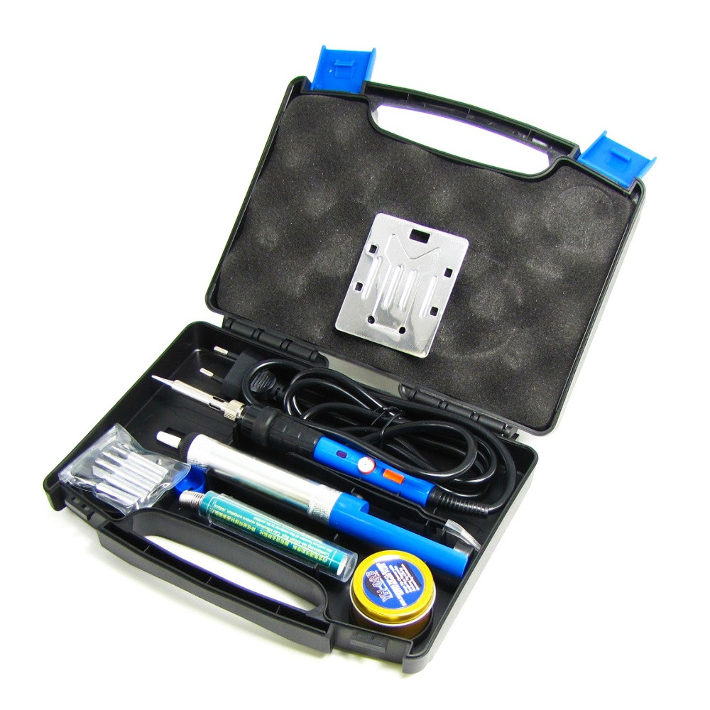 Паяльний набір в кейсі WEP 947-III (паяльник з вимикачем 60W, рег. t 200-450 гр C, жала 900M 6шт), фото 1