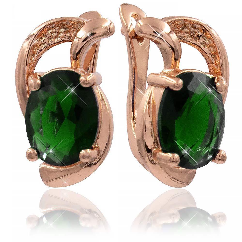 Сережки Xuping 1,6 см зелений (Медичне золото) 724462(4)