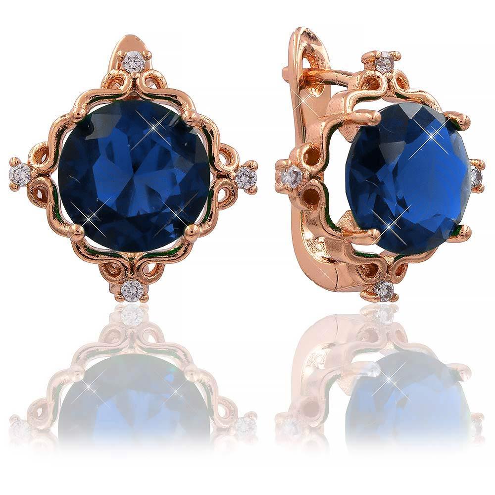 Сережки Xuping 1,5*1,7 см синій (Медичне золото) 824047(4)
