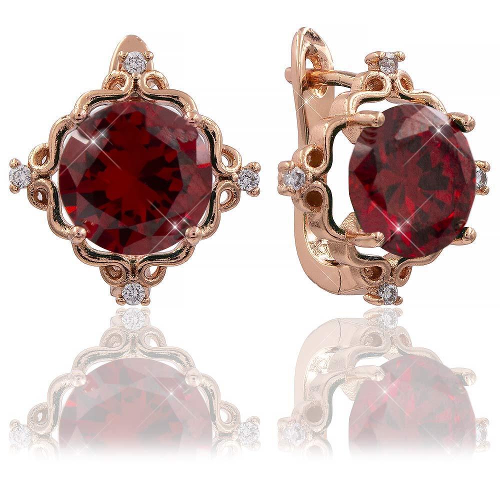 Сережки Xuping 1,5*1,7 см червоний (Медичне золото) 824047(1)