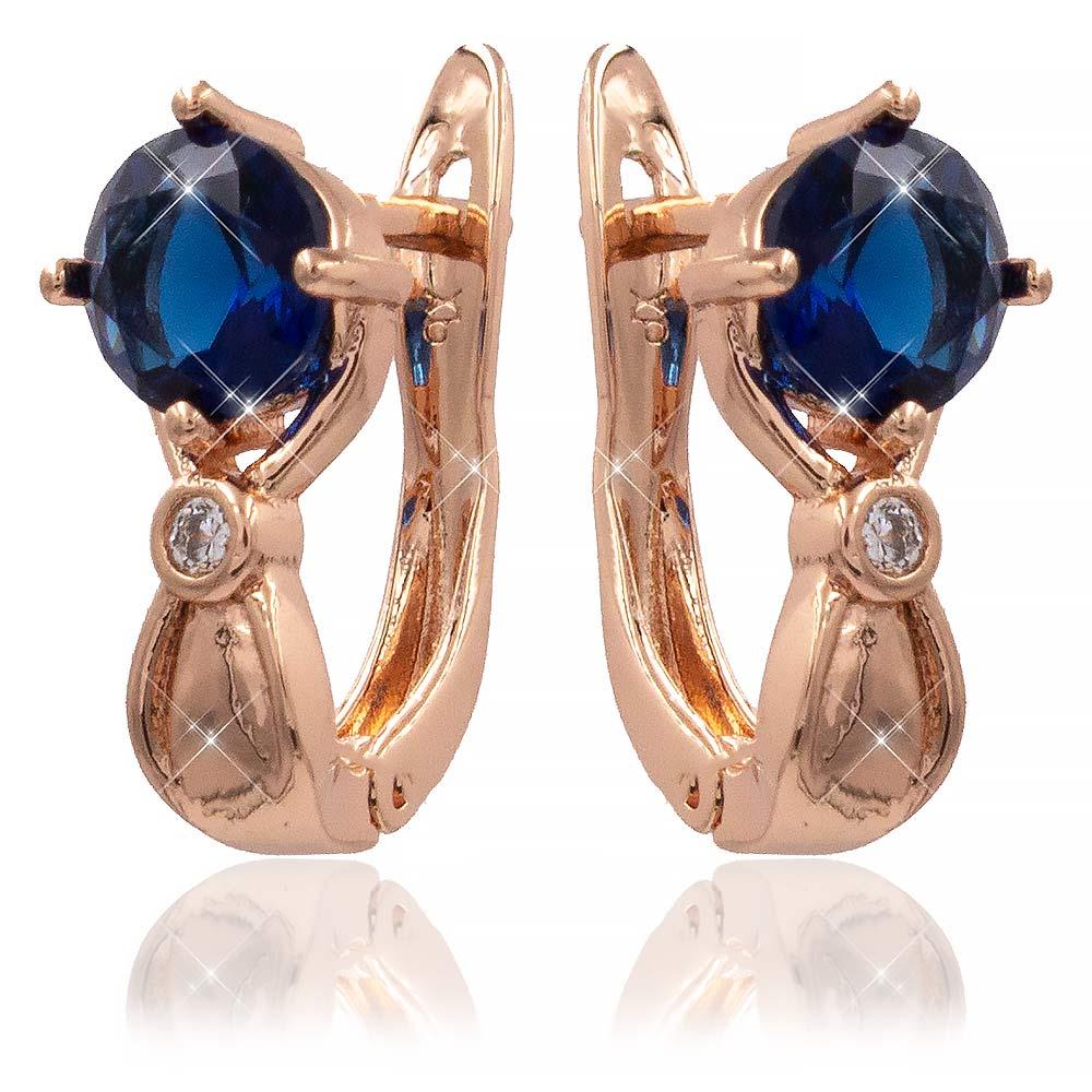 Сережки Xuping 1,5*0,6 см синій (Медичне золото) 824422(1)