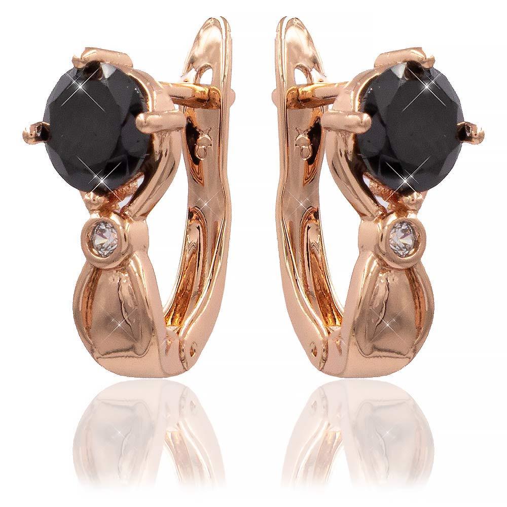 Сережки Xuping 1,5*0,6 см чорний (Медичне золото) 824422(6)