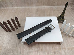 Шкіряний ремінець для наручних годинників 18 мм — чорний гладкий "Польща"