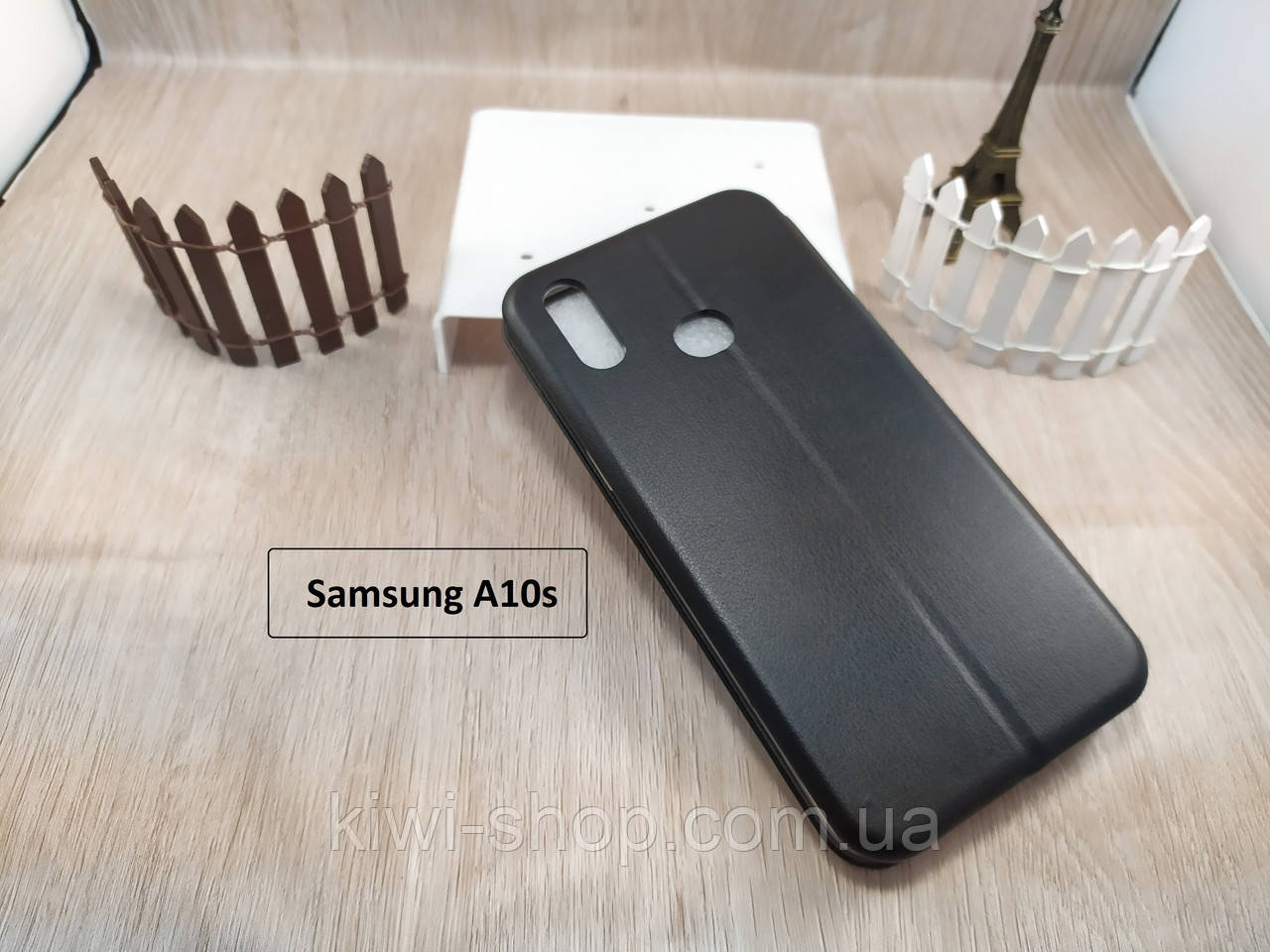 Чорний магнітний чохол-книжка для Samsung Galaxy A10s (2019) A107 з візитницею, фото 1