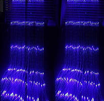 Гірлянда-штора електрична на 240 Led великих матових світлодіодів "Водоспад" синя 3*1.5 м