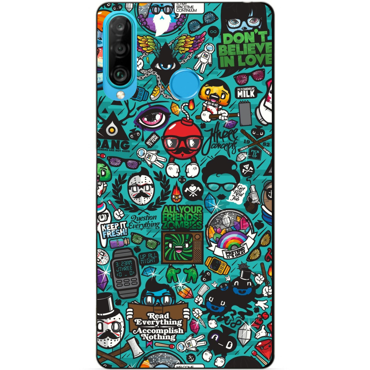 Силіконовий бампер чохол для Huawei P30 Lite з малюнком Стікери