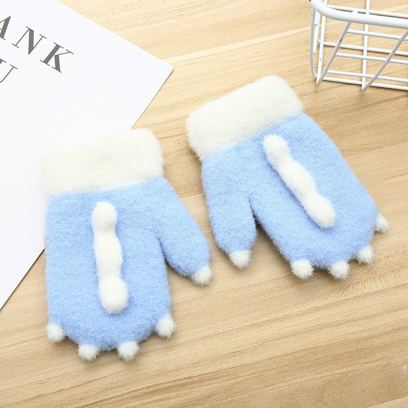 Рукавиці дитячі утеплені, зимові, блакитні, фото 1