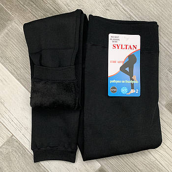 Термо лосини жіночі на хутрі бамбук Syltan, розмір 2XL-6XL (54-60), чорні, 5037-3
