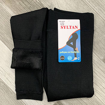 Термо лосини жіночі на хутрі бамбук Syltan, розмір L-2XL (42-48), чорні, 5037-1