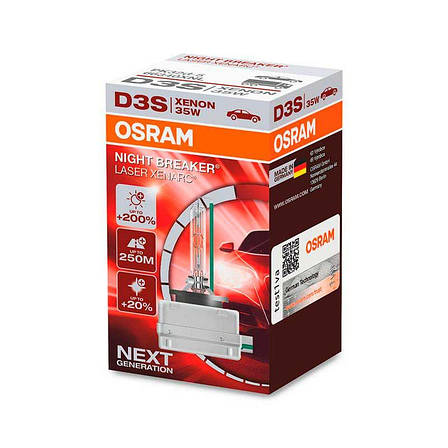 Штатна ксенонова лампа з цоколем D3S OSRAM XENARC NIGHT BREAKER LASER + 200% 66340XNN ОРИГІНАЛ, фото 1