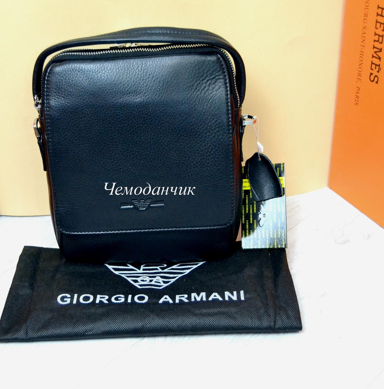 Кожаная мужская сумка Giorgio Armani Армани ручка+ремень 6 - фото 1 - id-p1091624000