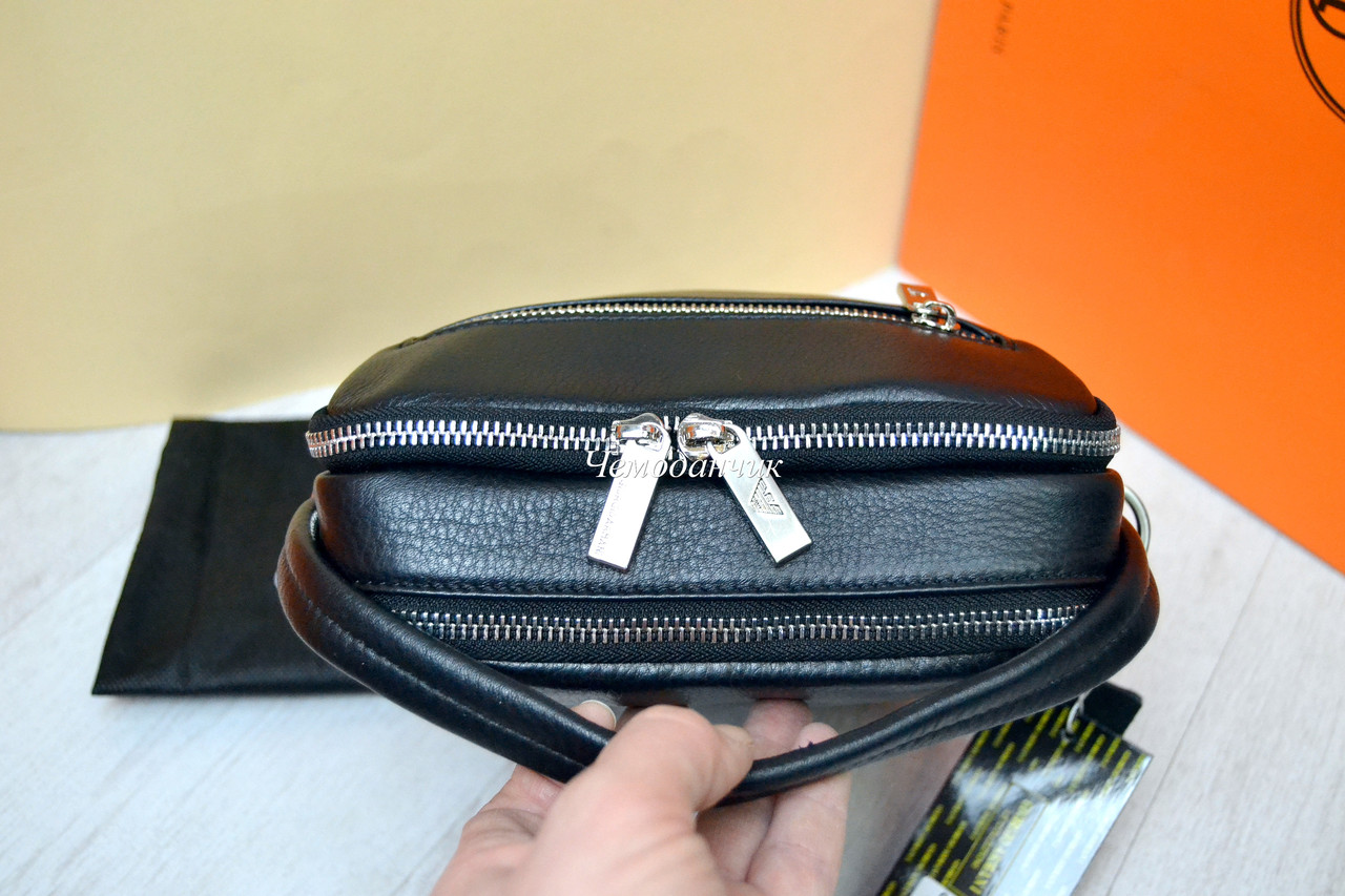 Кожаная мужская сумка Giorgio Armani Армани ручка+ремень 6 - фото 2 - id-p1091624000