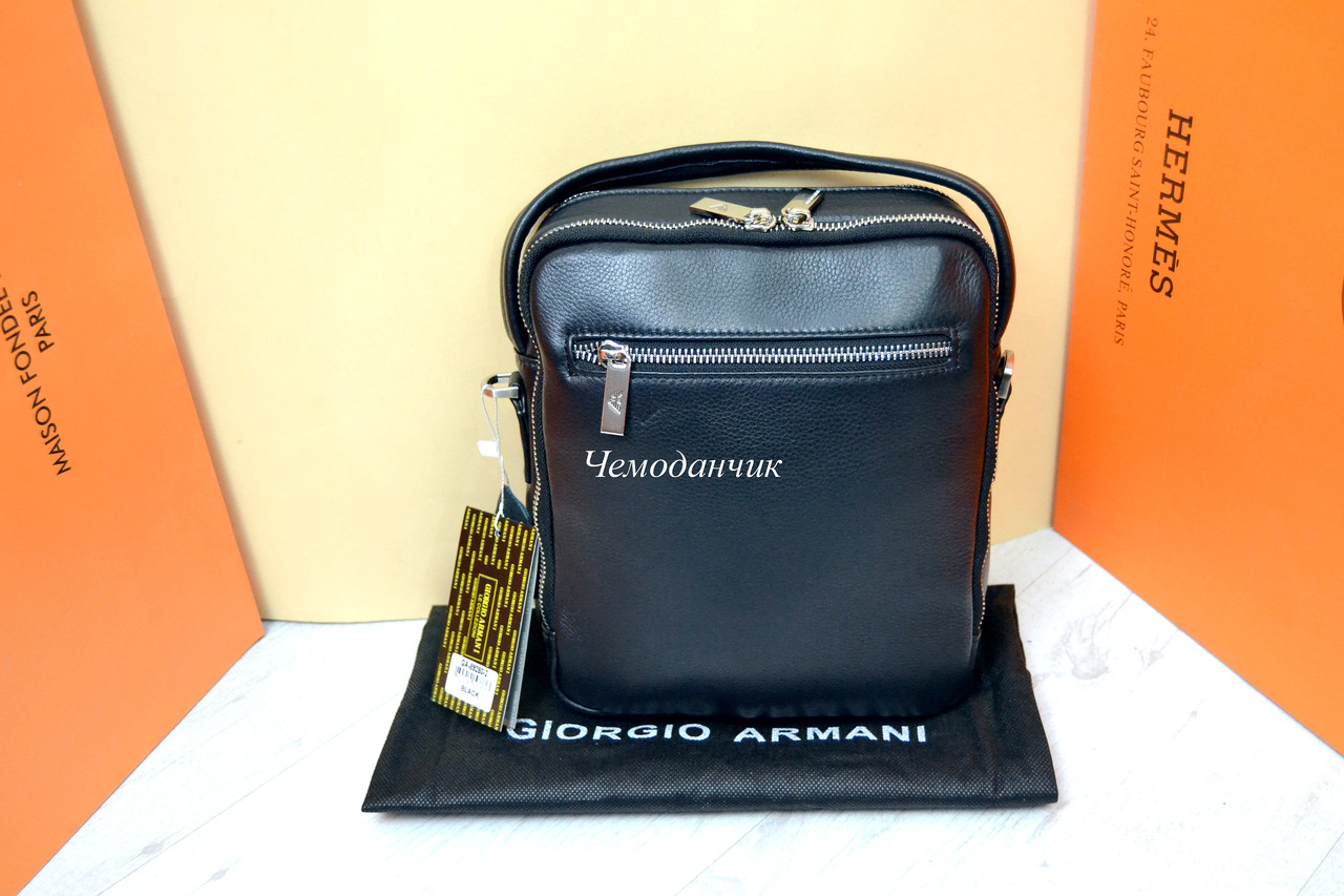 Кожаная мужская сумка Giorgio Armani Армани ручка+ремень 6 - фото 3 - id-p1091624000