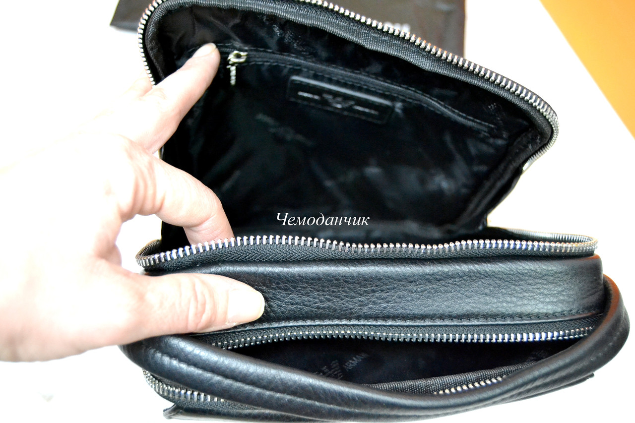 Кожаная мужская сумка Giorgio Armani Армани ручка+ремень 6 - фото 4 - id-p1091624000