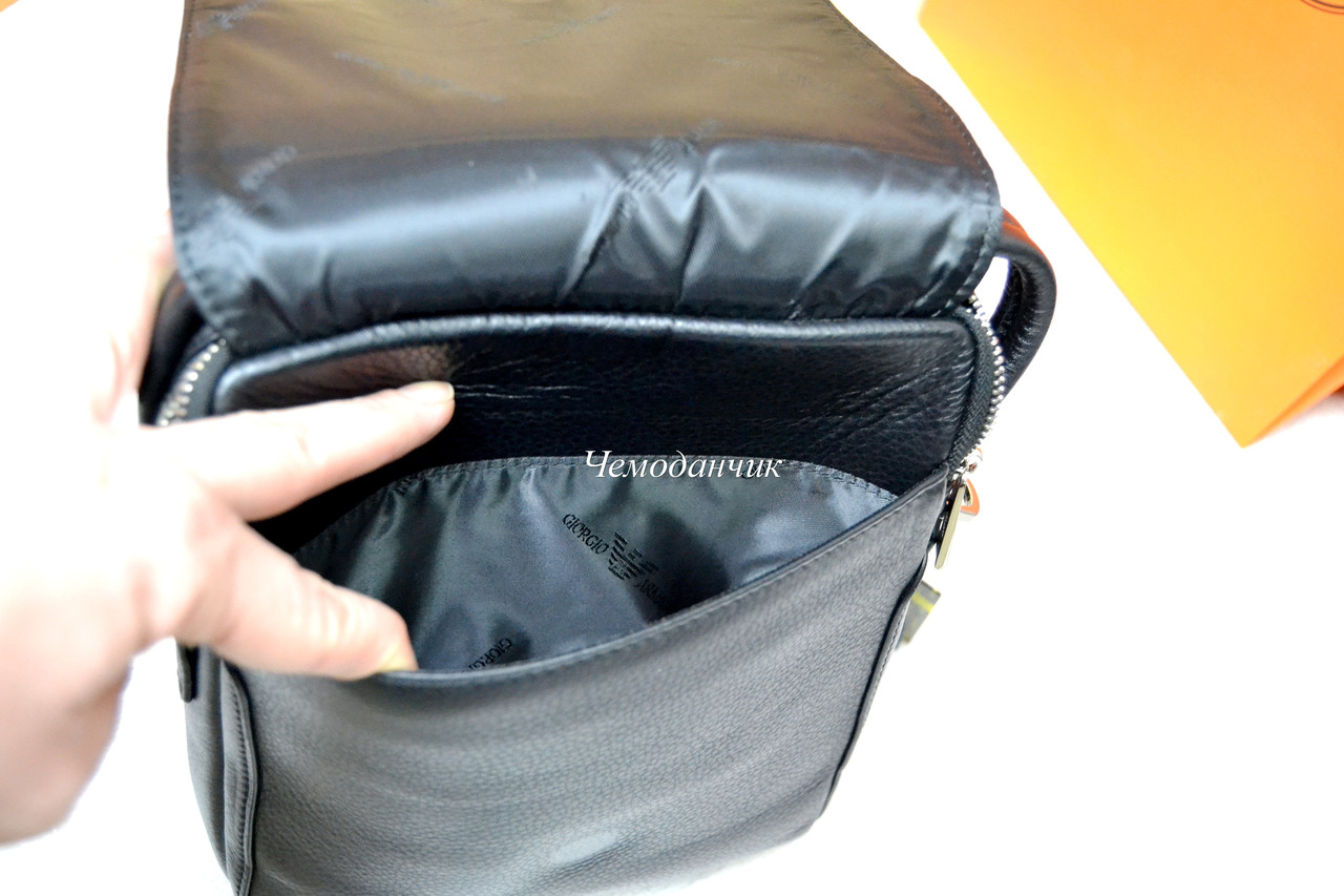 Кожаная мужская сумка Giorgio Armani Армани ручка+ремень 6 - фото 5 - id-p1091624000