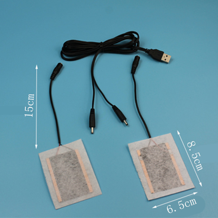 Нагрівальні елементи в рукавиці/одяг із живленням від USB до 50 градусів No1 — 2 X 6*5 см, текстиль, USB