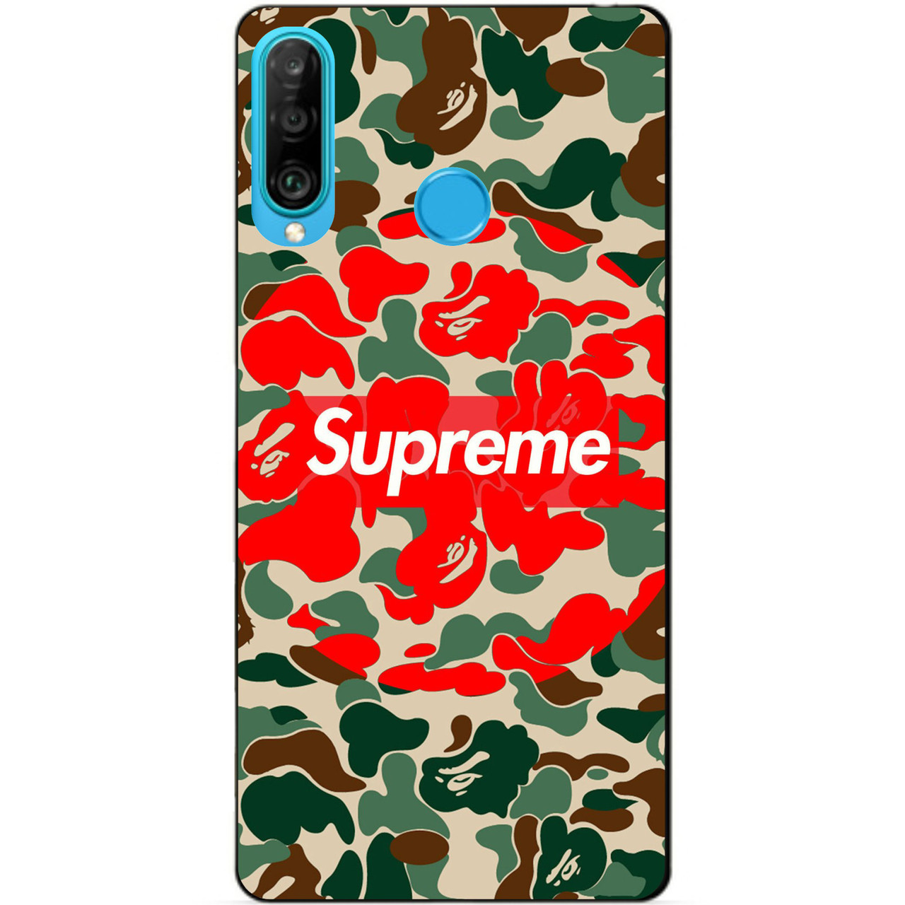 Силіконовий бампер чохол для Huawei P30 Lite з малюнком Supreme Хакі