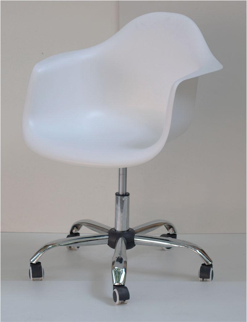 Крісло Leon Office біле 07, дизайн Eames Plastic Armchair PACC Office Chair, фото 1