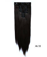 Накладные волосы трессы на 12 прядей ровные 60 см.цвет каштанов-коричневый