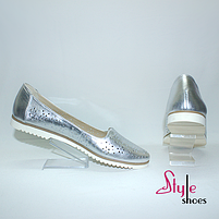 Літні жіночі балетки з перфорацією сріблястого кольору "Style Shoes", фото 2