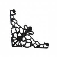 Куточок, Кабошон, Філігранні квітка, Трикутник, Колір: Чорний, Ажурна різьба, 35 мм x 35 мм