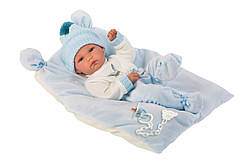 Іспанська Лялька Llorens 63555 немовля Бімбо 35 см на блакитній подушці