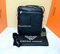Кожаная мужская сумка Giorgio Armani Армани ручка+ремень 8