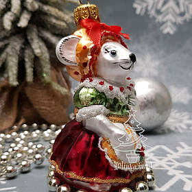 Irena Скляна ялинкова іграшка мишка господарочка