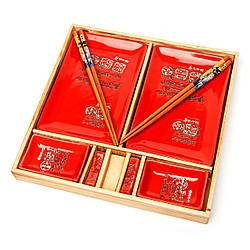 Набір посуду для суші червоний B149-2