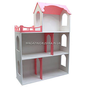 Іграшковий дерев'яний ляльковий будиночок Ілона Рожево-білий (великий). Облаштуйте будиночок для ляльок