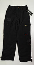 Штани на хлопчика з плащової тканини на флісі арт 0011 чорні 140-160