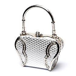 Весільний клатч зі стразами сріблястий S03