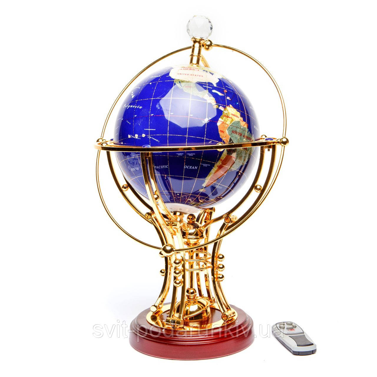 Обертовий глобус із підсвіткою з напівдорогоцінних каменів BS220T, фото 1