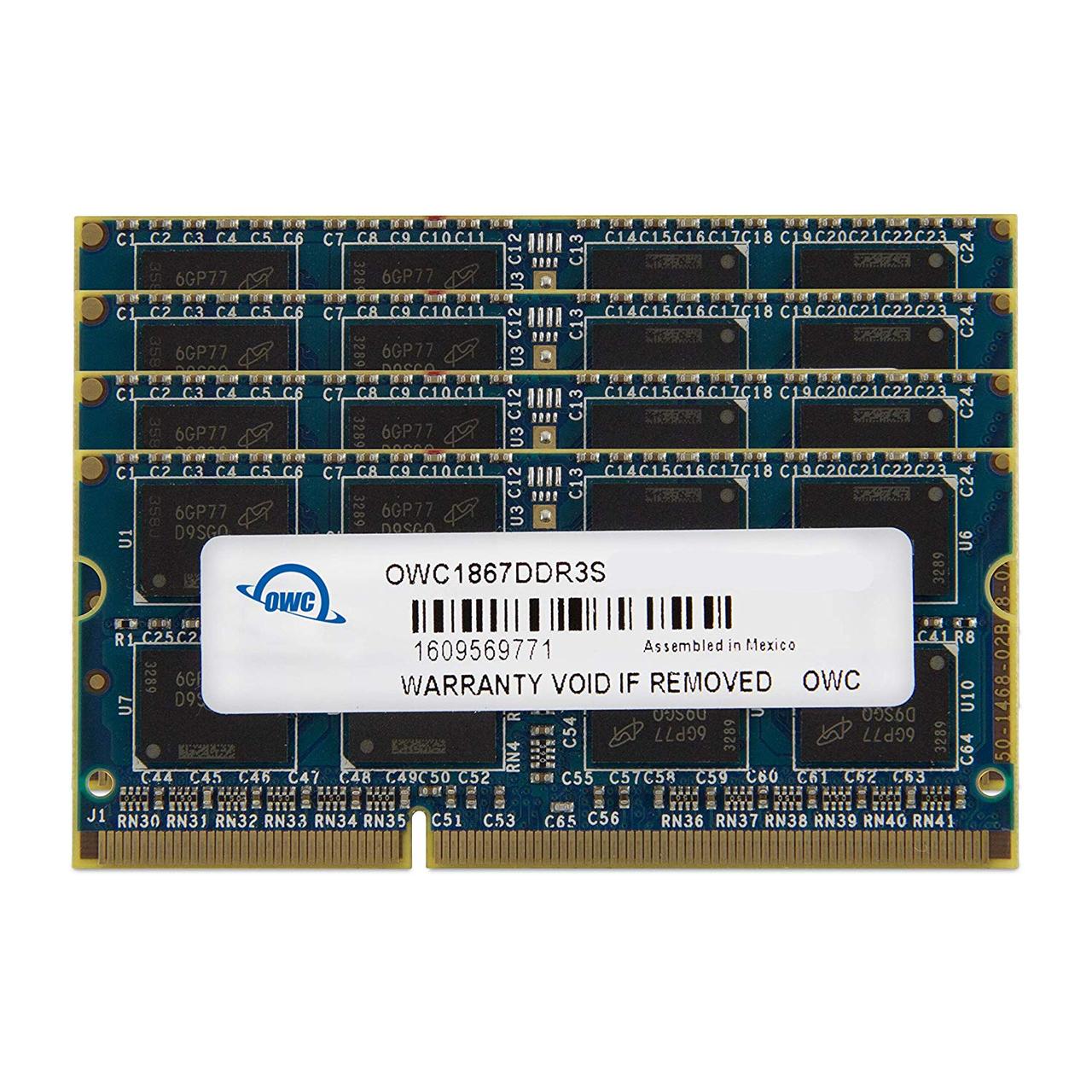 OWC 64GB (4 x 16GB) 1867 MHZ DDR3 SO-DIMM PC3-14900 204 Pin CL11 Memory Upgrade, (OWC1867DDR3S64S)