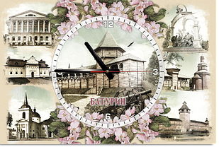 Годинник 43х29 див. м. Батурин (ретро колаж)