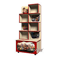 Стеллаж для игрушек Молния Маквин «Тачки» Красный, Ваниль