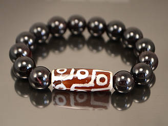 Браслет ДЗІ з 9 очима — Гранат 10 мм
