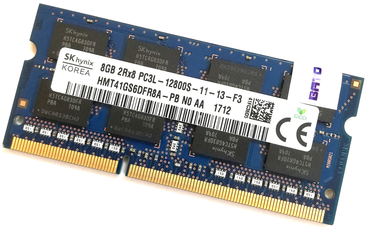 Оперативная память для ноутбука Hynix SODIMM DDR3L 8Gb 1600MHz 12800s 2R8  CL11 (HMT41GS6DFR8A-PB N0 AA) Б/У: продажа, цена в Украине. модули памяти  от 