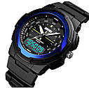 Чоловічий спортивний годинник Skmei 1454 Krast Чорний із синім, фото 2