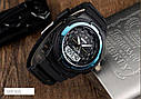 Чоловічий спортивний годинник Skmei 1454 Krast Чорний із синім, фото 4