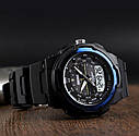 Чоловічий спортивний годинник Skmei 1454 Krast Чорний із синім, фото 3