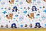 Бязь "Сині ведмедики з косинкою, лисички та зайчики" на білому тлі, №2441, фото 2