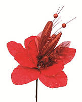 Украшение декоративное Цветок, 40 см, текстиль, цвет красный